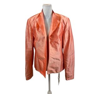 Ladies Louben Brand Peach Open‎ Front 100% Silk Jacket Size 8